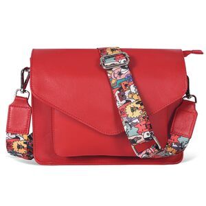 5174 Leather Flapover Crossbody Handbag Purse with Adjustable Strap &